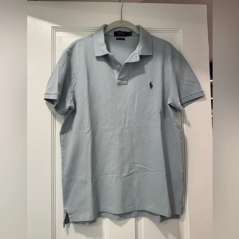 Ralph Lauren Polo Shirt in Pale Blue with Navy Pony